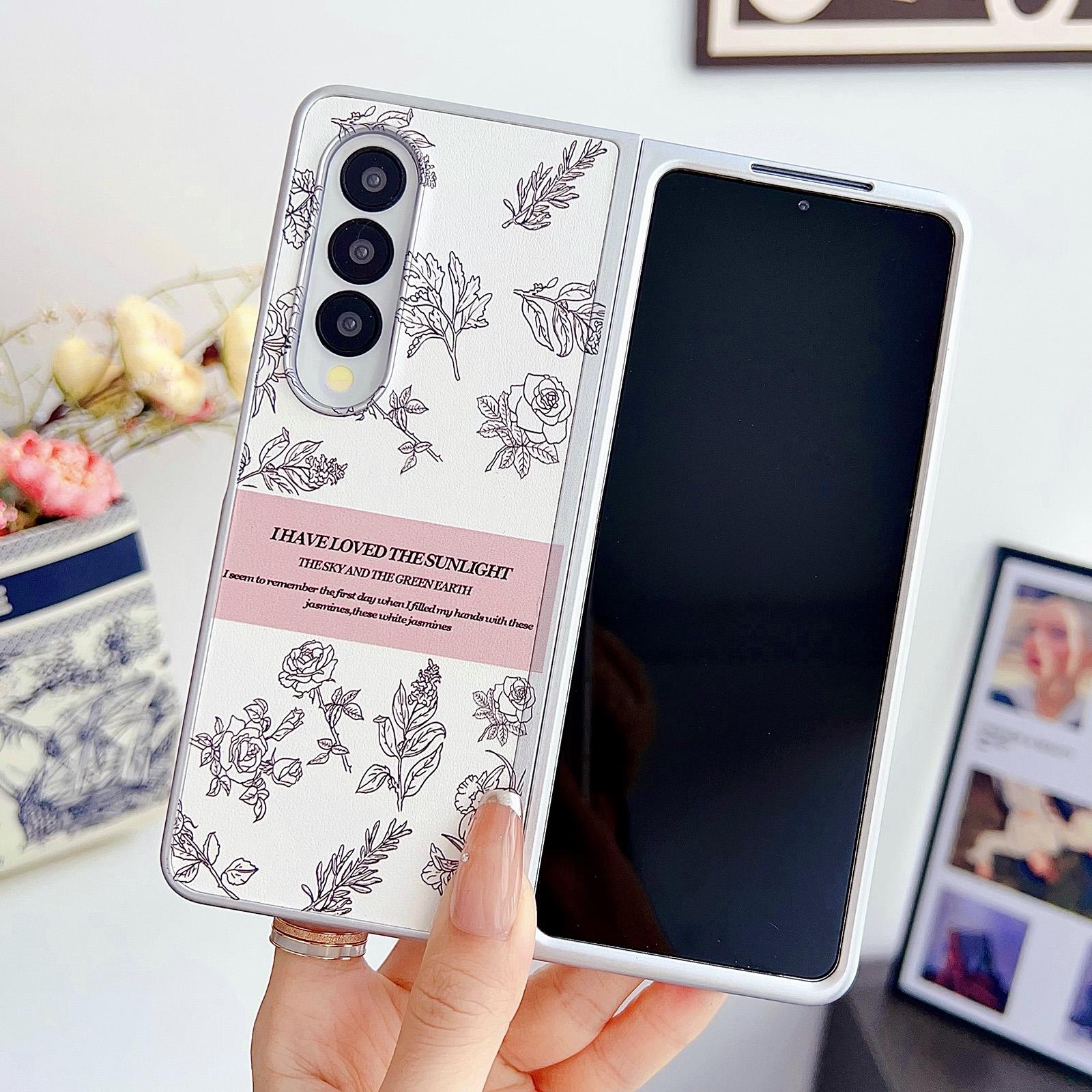 For Samsung Galaxy Z Fold4 5G Floral Sketch Pearlescent Pc Case 3