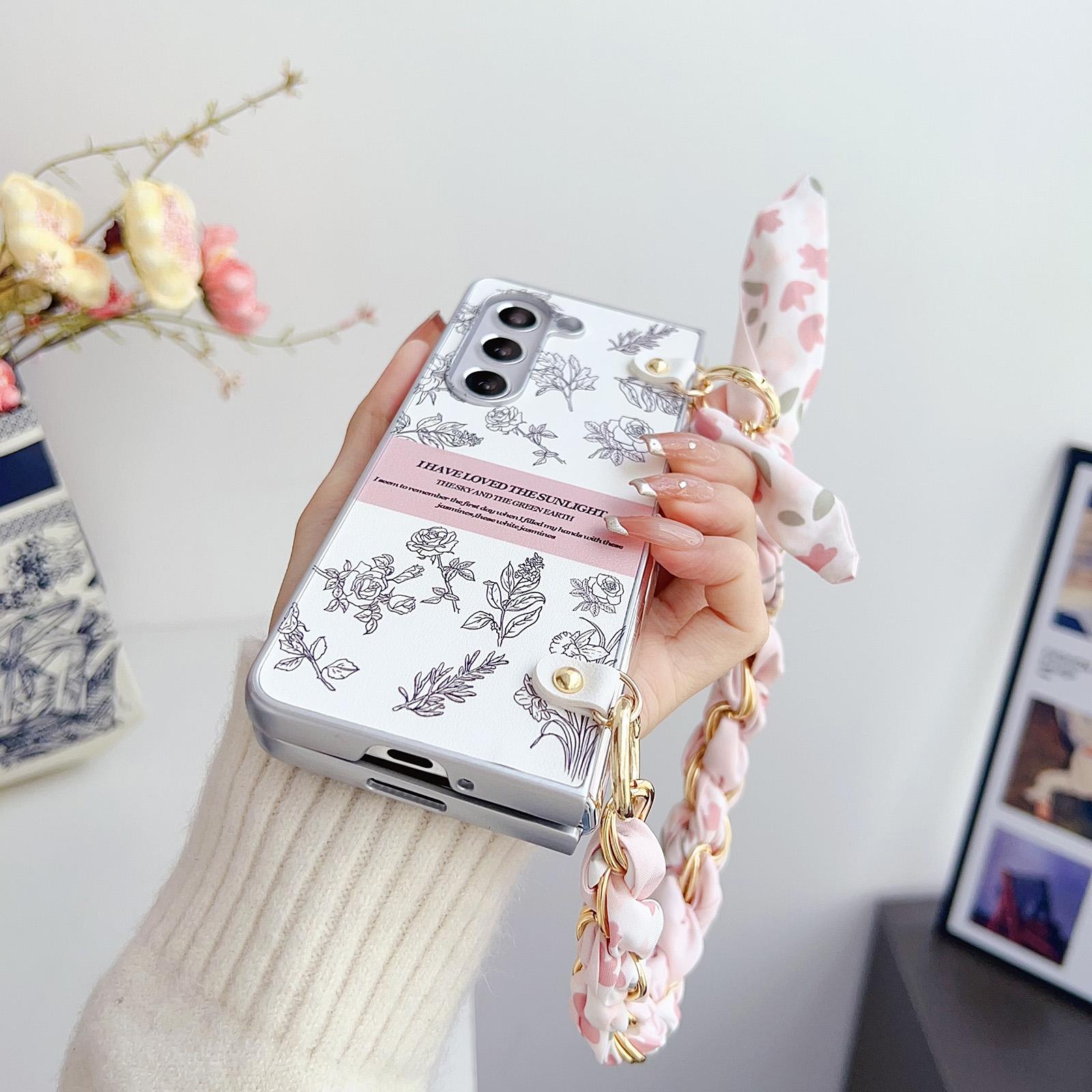 For Samsung Galaxy Z Fold4 5G Floral Sketch Pearlescent Pc Case 5