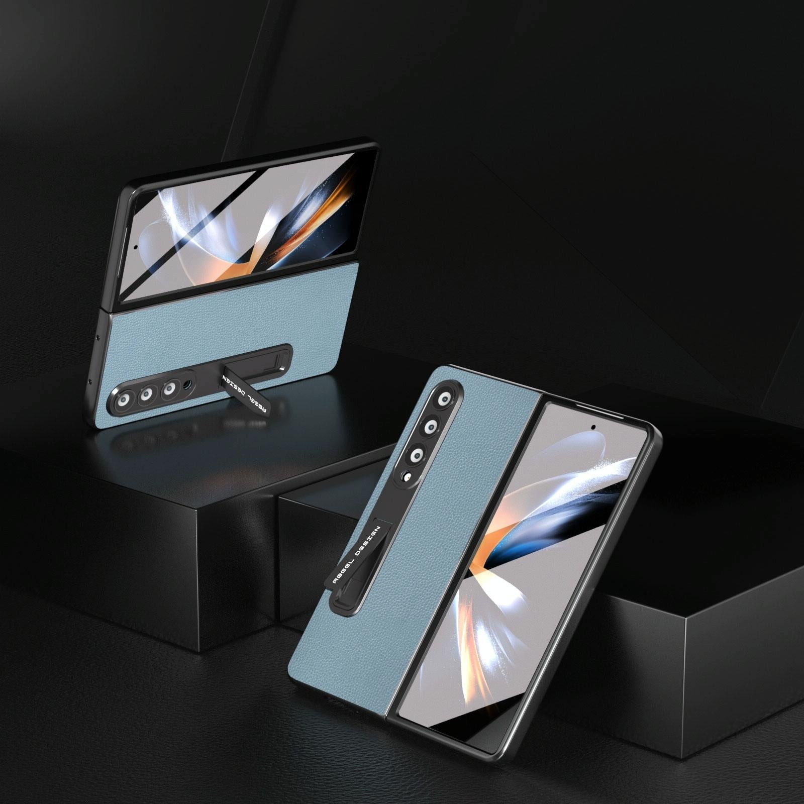 For Samsung Galaxy Z Fold4 5G Leather Phone Case With Holder - Royal Blue 4