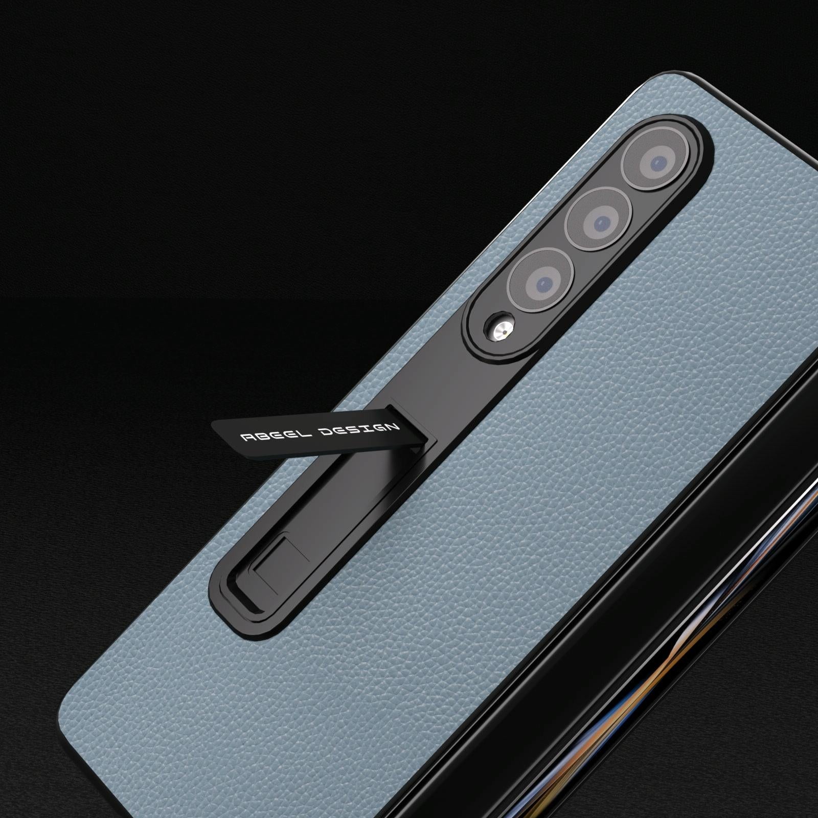 For Samsung Galaxy Z Fold4 5G Leather Phone Case With Holder - Royal Blue 5