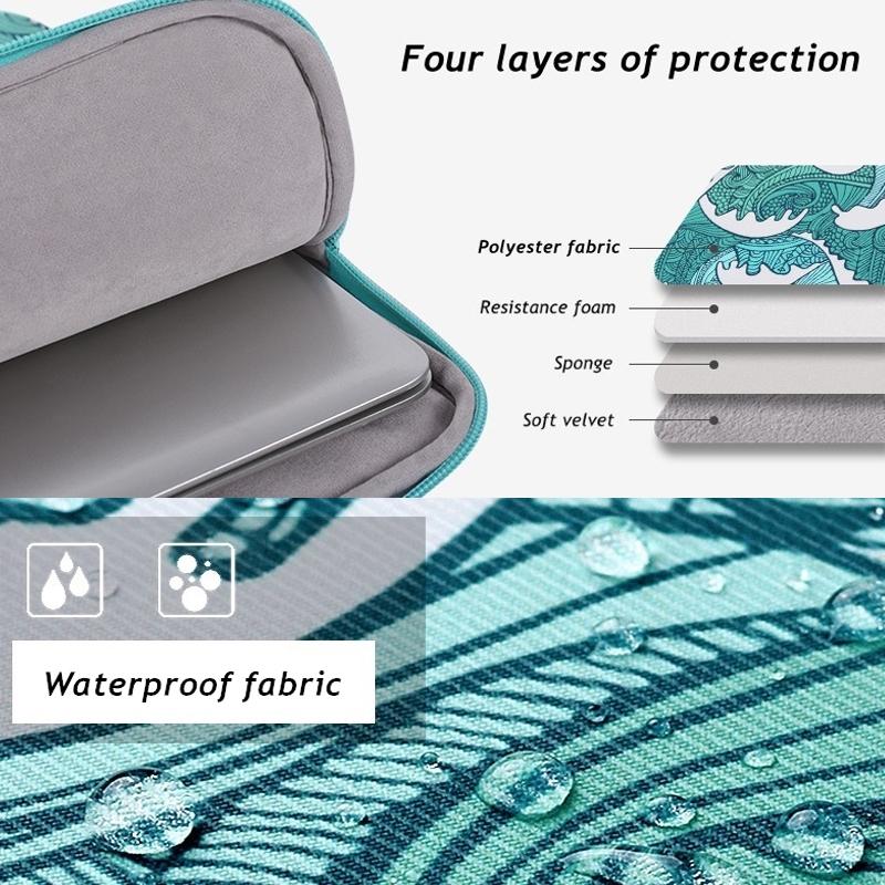 Green Wave 12 Laptop Sleeve in Pu Leather Print 7