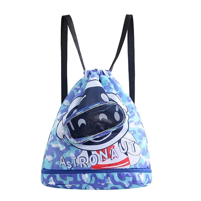 Kids' Swim Bag Cute Cartoon Beach Backpack Waterproof Dry / Wet Large 2 Layer - Blue - Small 1 Layer 15