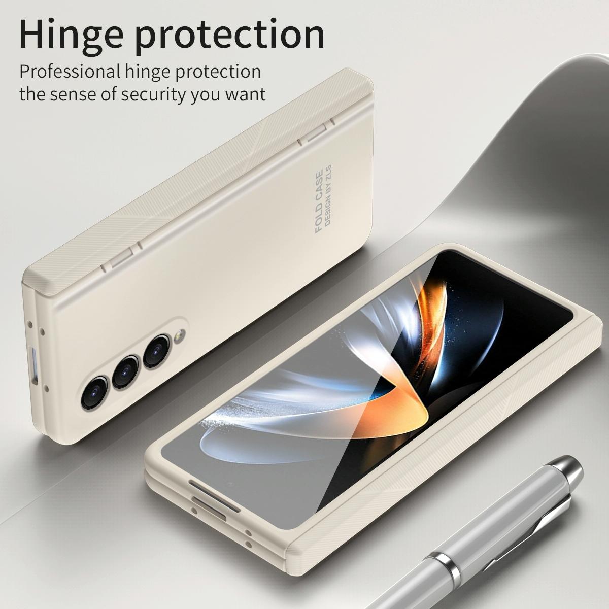 For Samsung Galaxy Z Fold4 5G Premium Hinged Folding Case - Coffee 13
