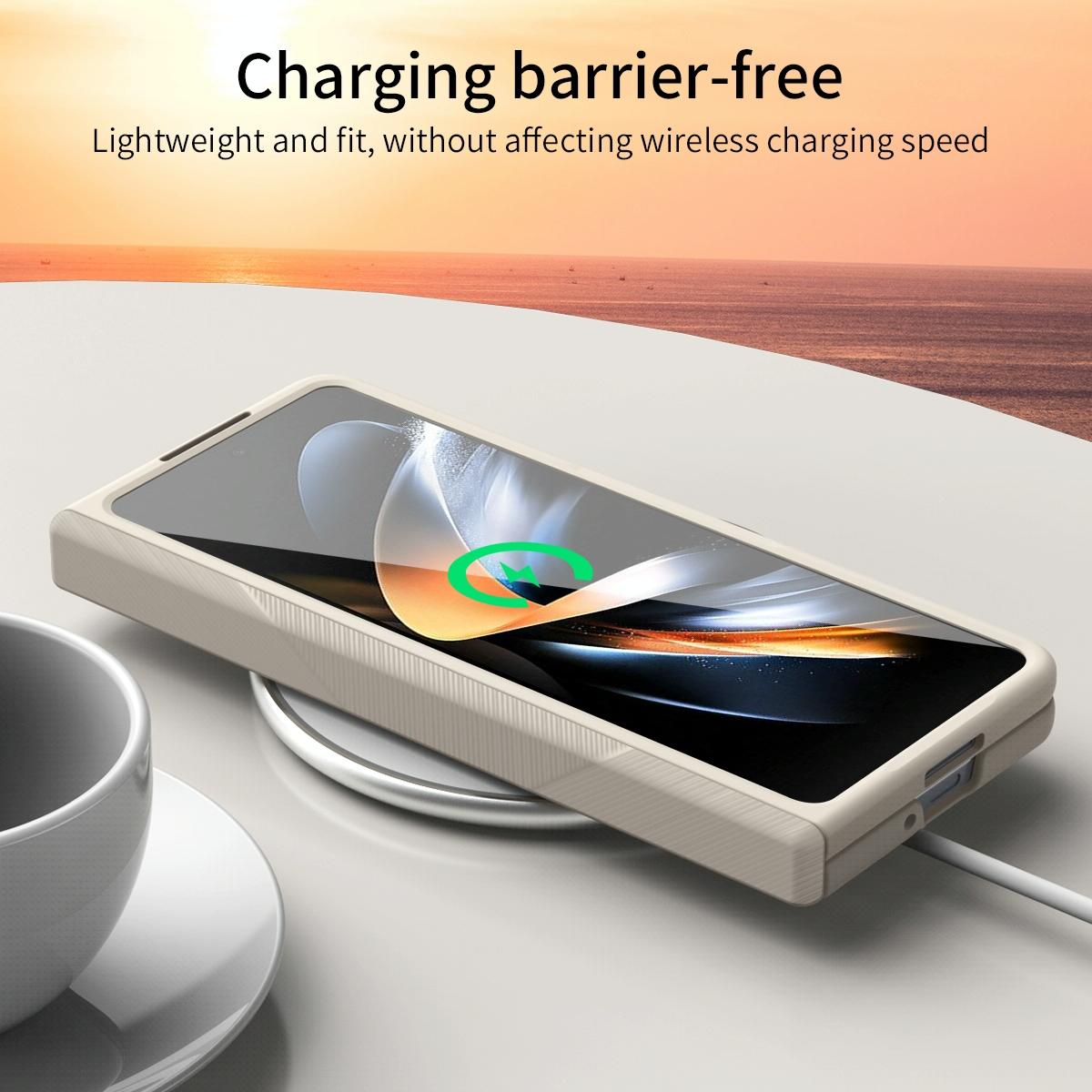 For Samsung Galaxy Z Fold4 5G Premium Hinged Folding Case - Coffee 15