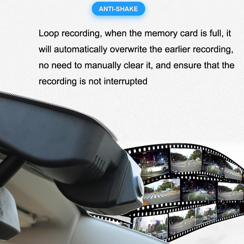 1080p Dual Recording Hidden Driving Recorder with Wifi and Screen - Black