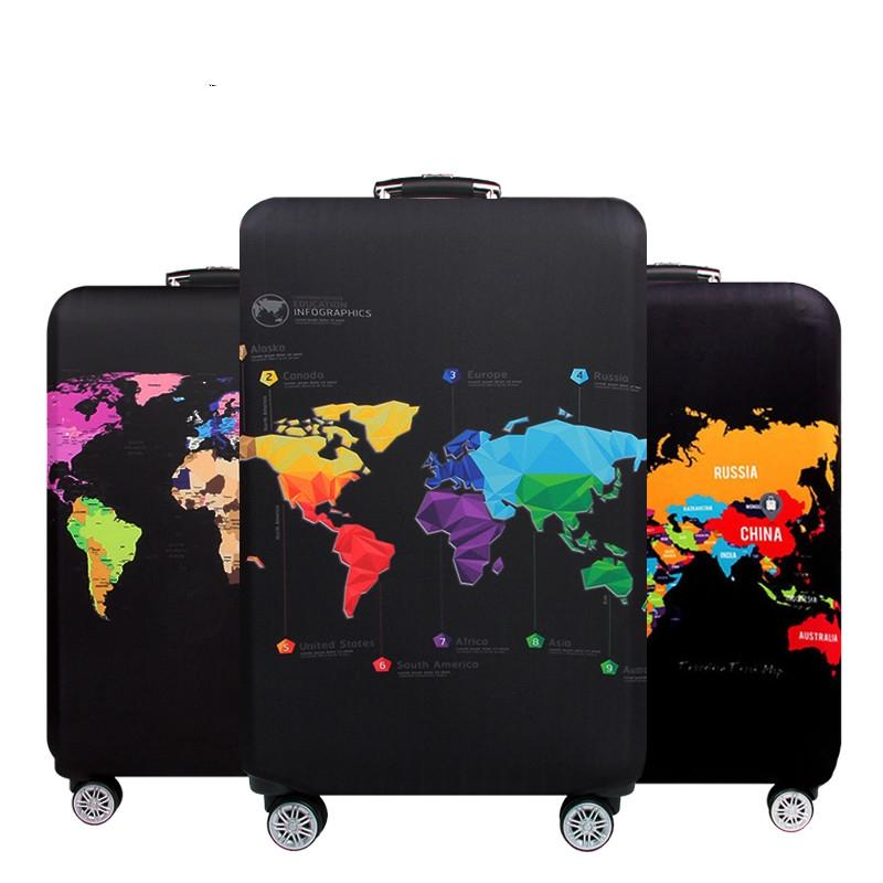 Protective Elastic Suitcase Cover - Fits 22-24 Inch Luggage - Dustproof & Scratch-proof - World Map 12