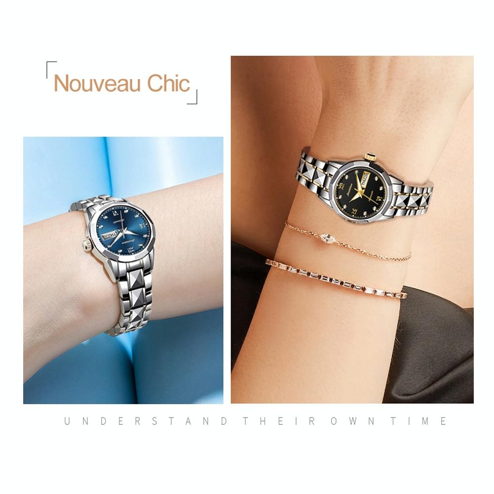 Stylish Waterproof Luminous Women Automatic Watch - 8813 - Silver Blue 10