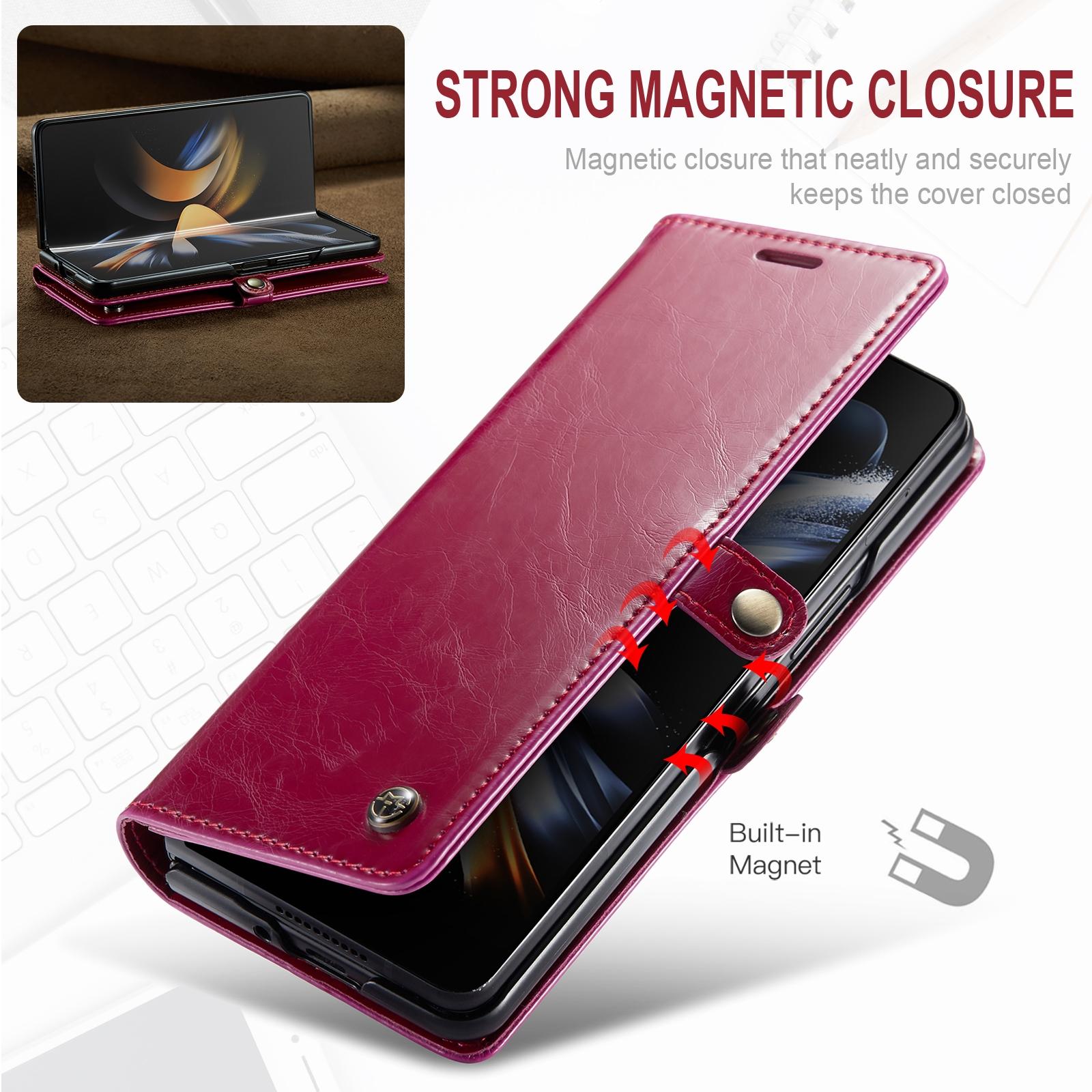 For Samsung Galaxy Z Fold4 5G Premium Crazy Horse Leather Phone Case - Black 7