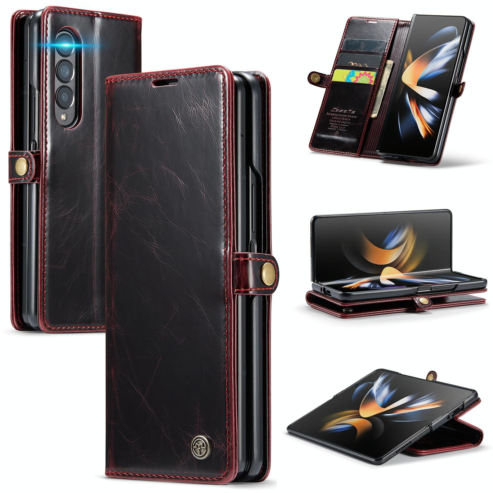 For Samsung Galaxy Z Fold4 5G Premium Crazy Horse Leather Phone Case - Black 8