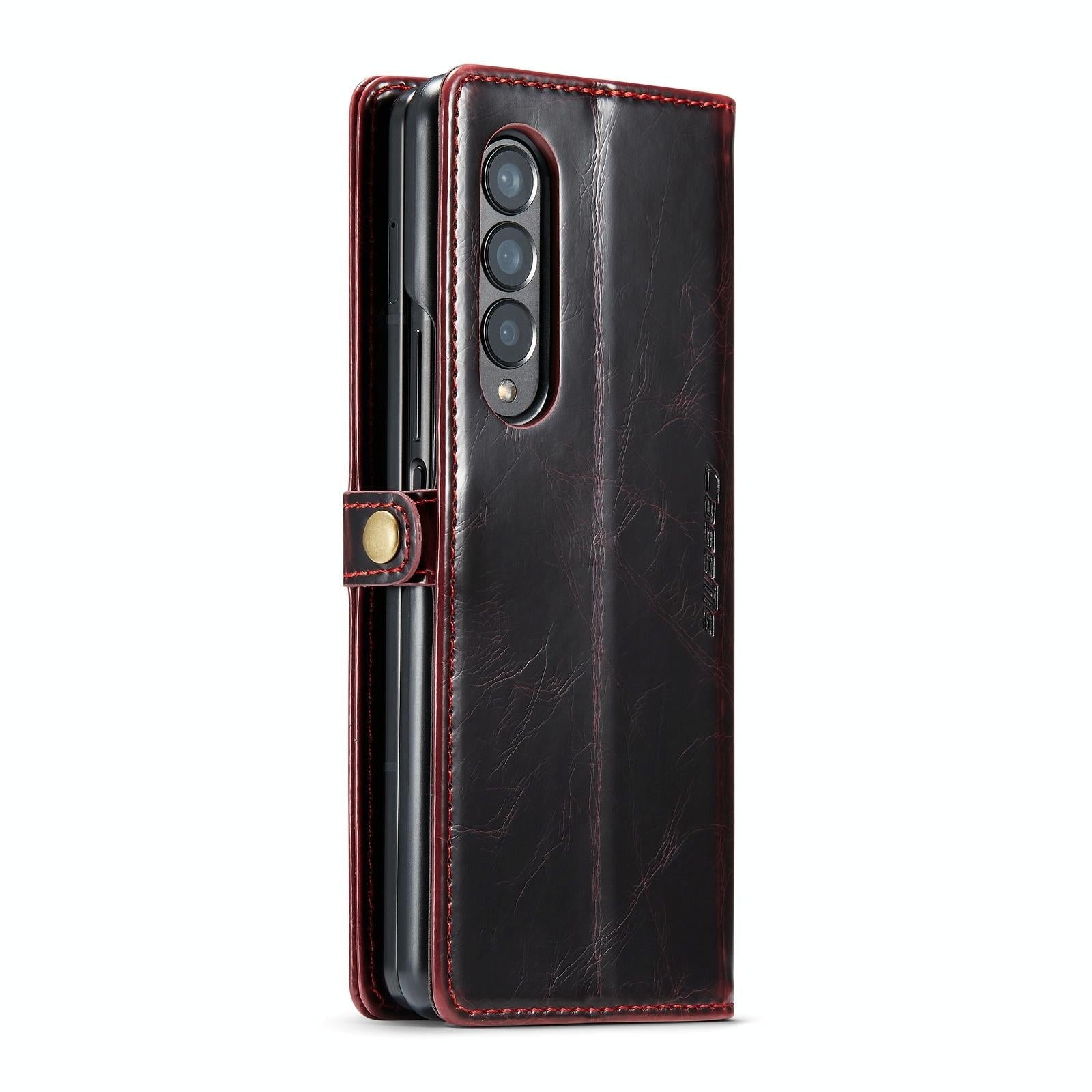 For Samsung Galaxy Z Fold4 5G Premium Crazy Horse Leather Phone Case - Black 10
