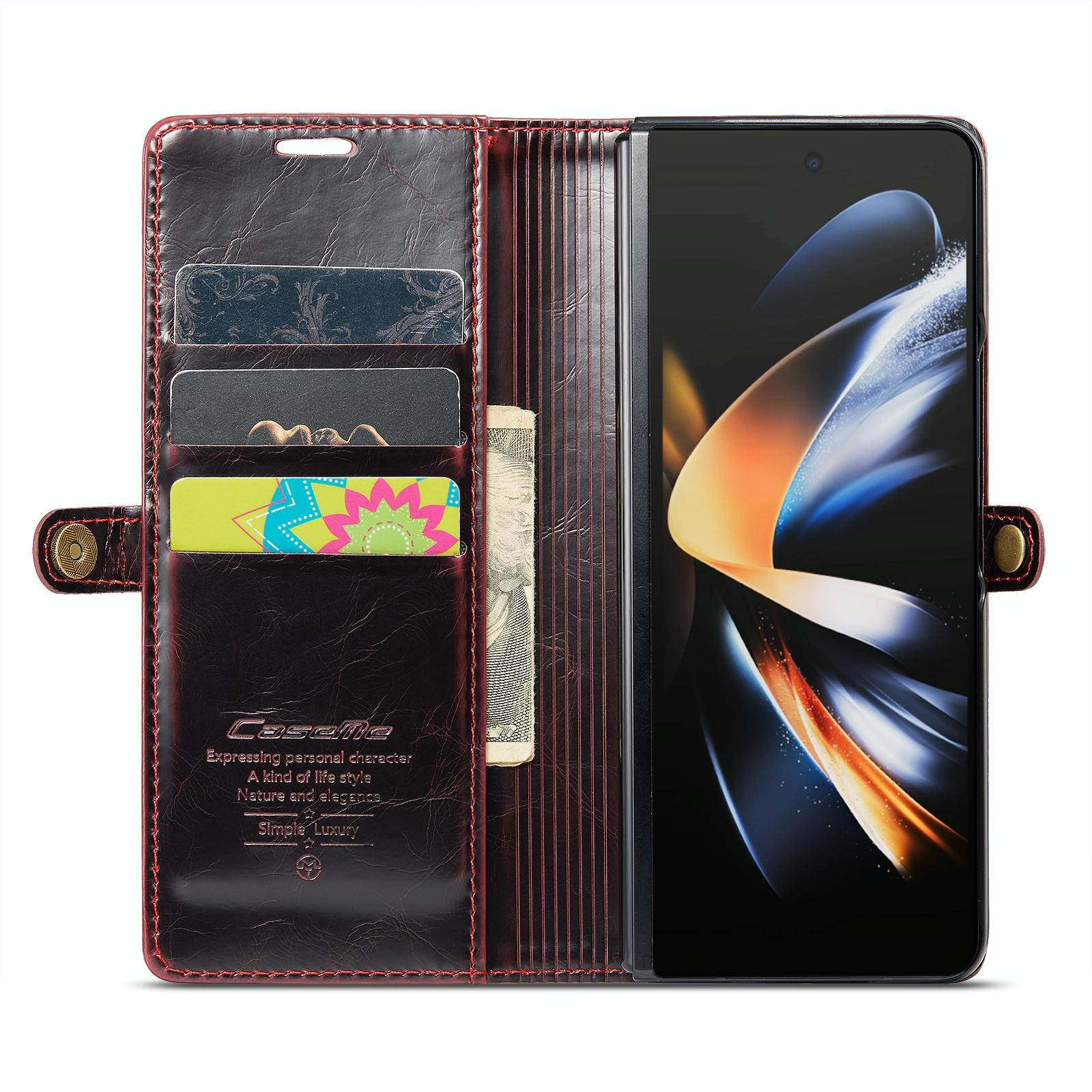 For Samsung Galaxy Z Fold4 5G Premium Crazy Horse Leather Phone Case - Black 11