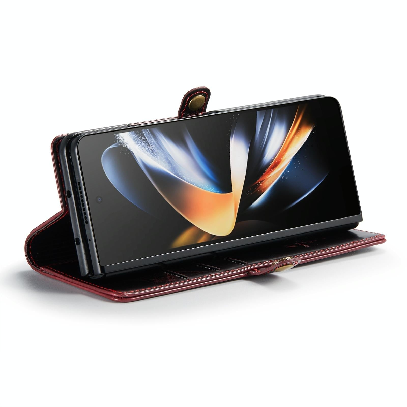 For Samsung Galaxy Z Fold4 5G Premium Crazy Horse Leather Phone Case - Black 12