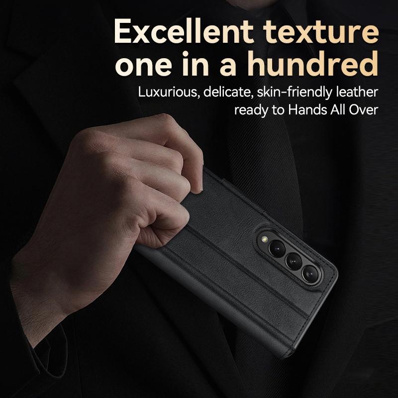 For Samsung Galaxy z Fold4 5G Magnetic Snap Leather Flip Case - All-inclusive - Black 11
