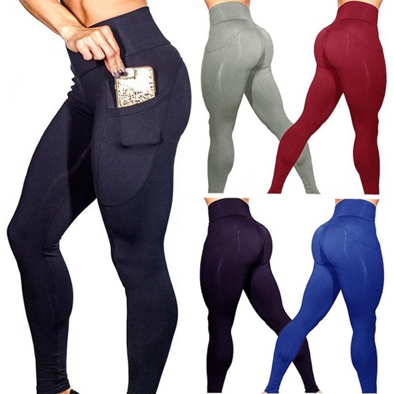 High Elastic Yoga Pants With Pockets For Women Stretch Leggings For Jogging Workout And Running Gym Tights For Women Size M - Black 6