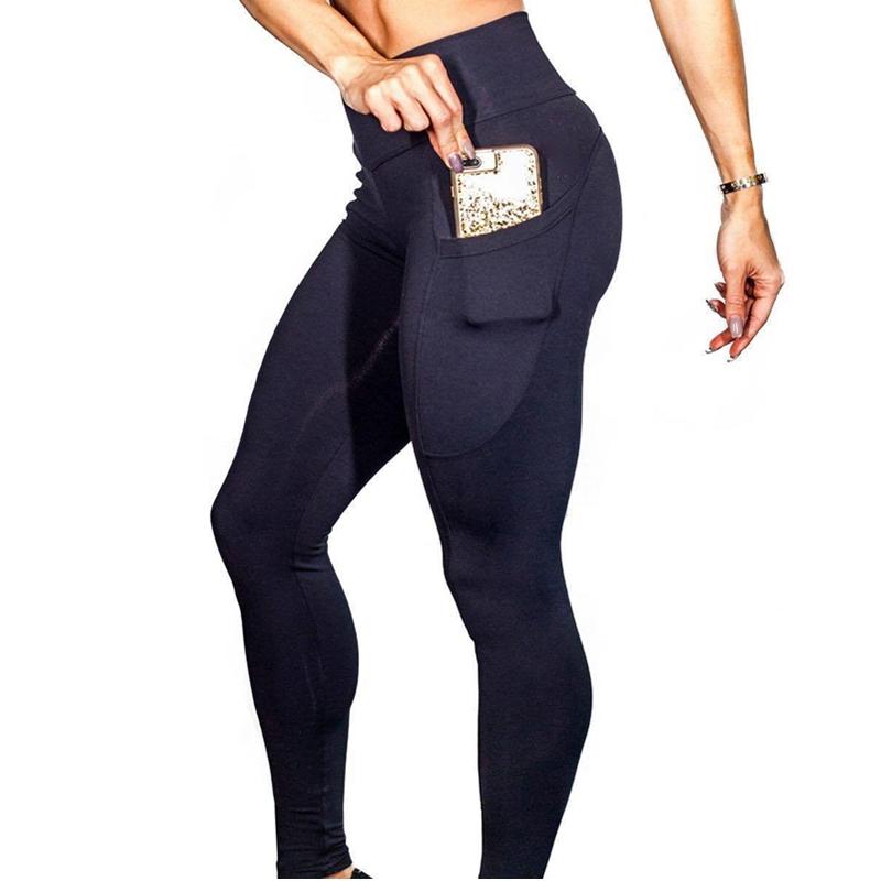 High Elastic Yoga Pants With Pockets For Women Stretch Leggings For Jogging Workout And Running Gym Tights For Women Size M - Black 8