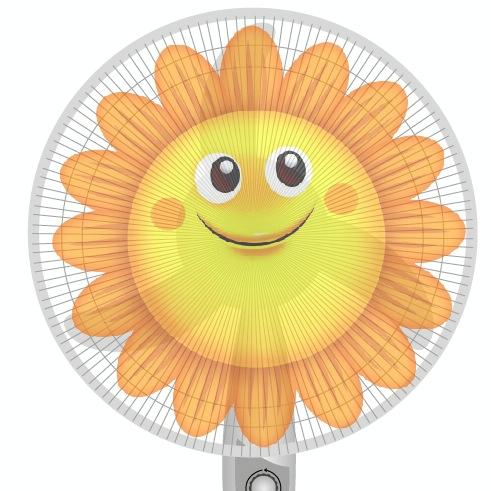 18-inch Cartoon Children's Electric Fan with All-inclusive Mesh Protection Net and Anti-pinch Hand Cover - Little Gray Wolf 11
