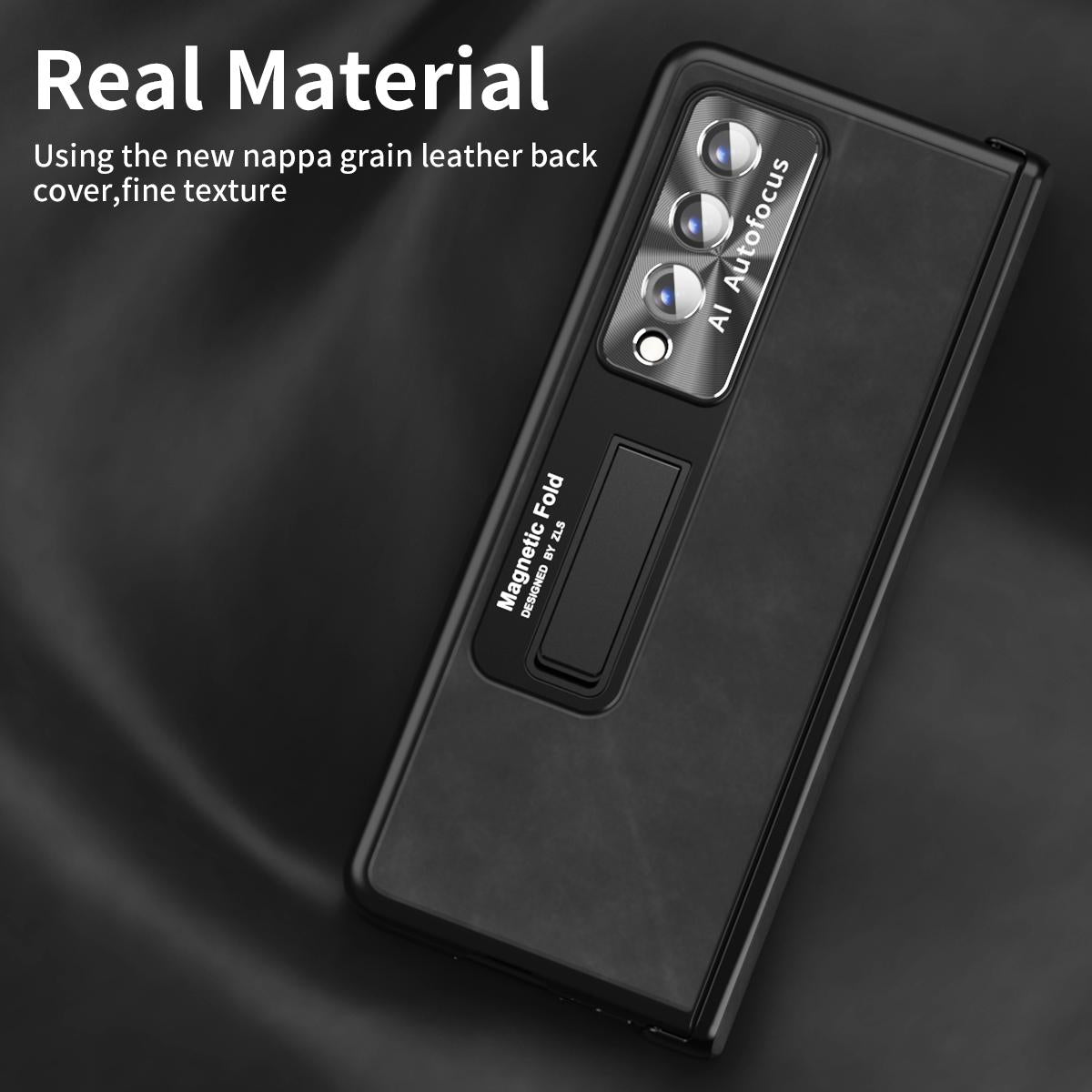 For Samsung Galaxy Z Fold4 5G Napa Texture All-In-One Phone Case - White 3