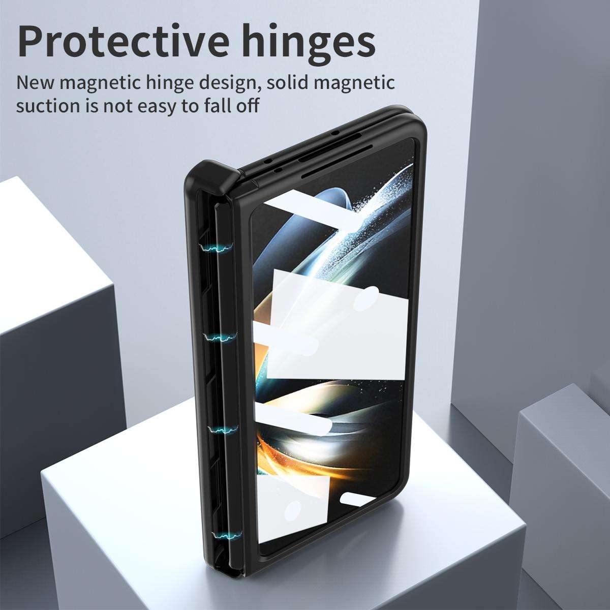 For Samsung Galaxy Z Fold4 5G Napa Texture All-In-One Phone Case - White 6