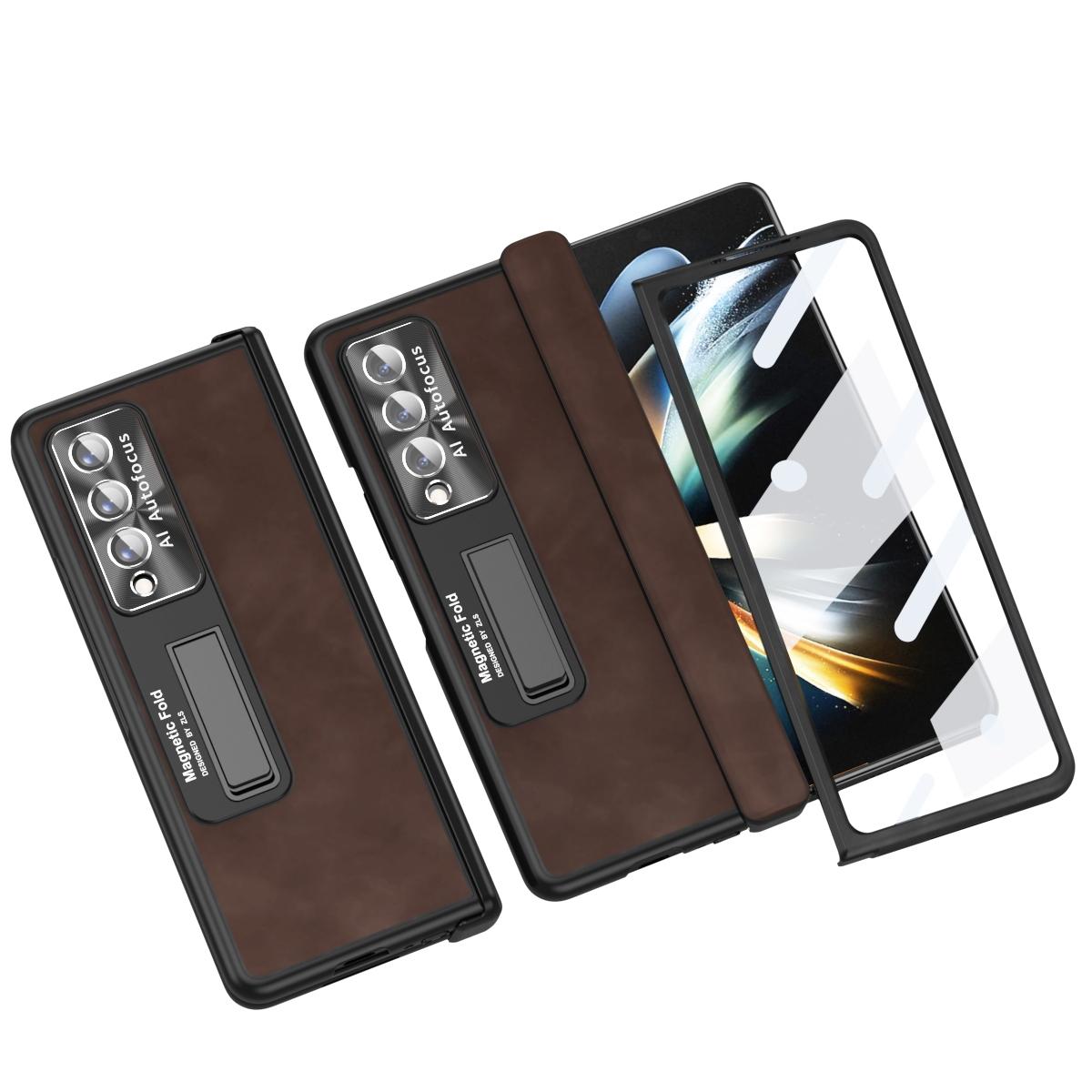 For Samsung Galaxy Z Fold4 5G Napa Texture All-In-One Phone Case - White 8