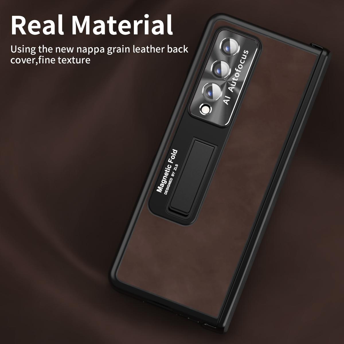 For Samsung Galaxy Z Fold4 5G Napa Texture All-In-One Phone Case - White 9