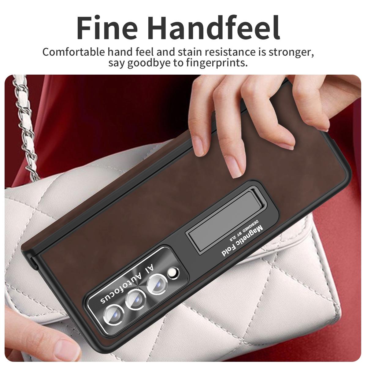 For Samsung Galaxy Z Fold4 5G Napa Texture All-In-One Phone Case - White 11