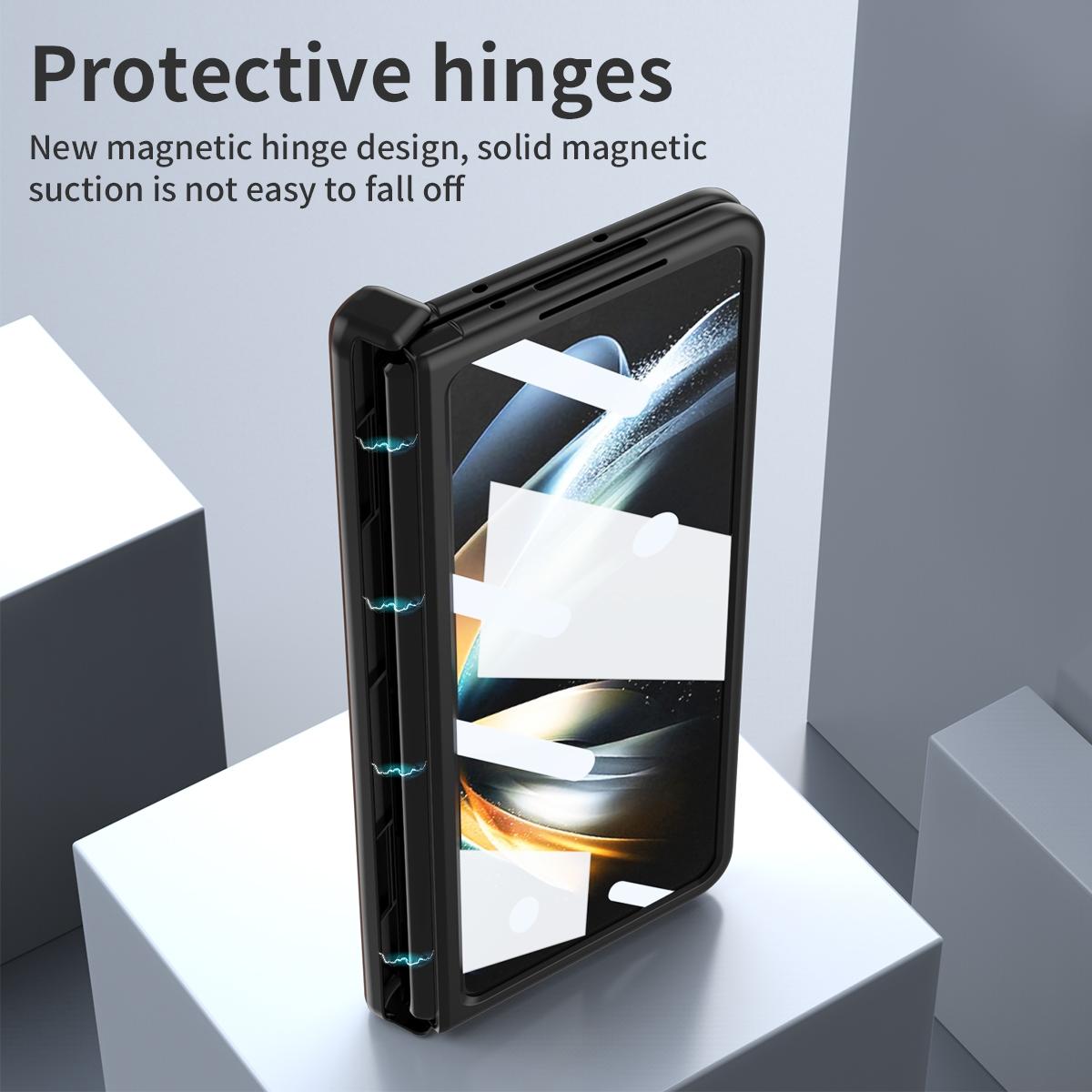 For Samsung Galaxy Z Fold4 5G Napa Texture All-In-One Phone Case - White 12