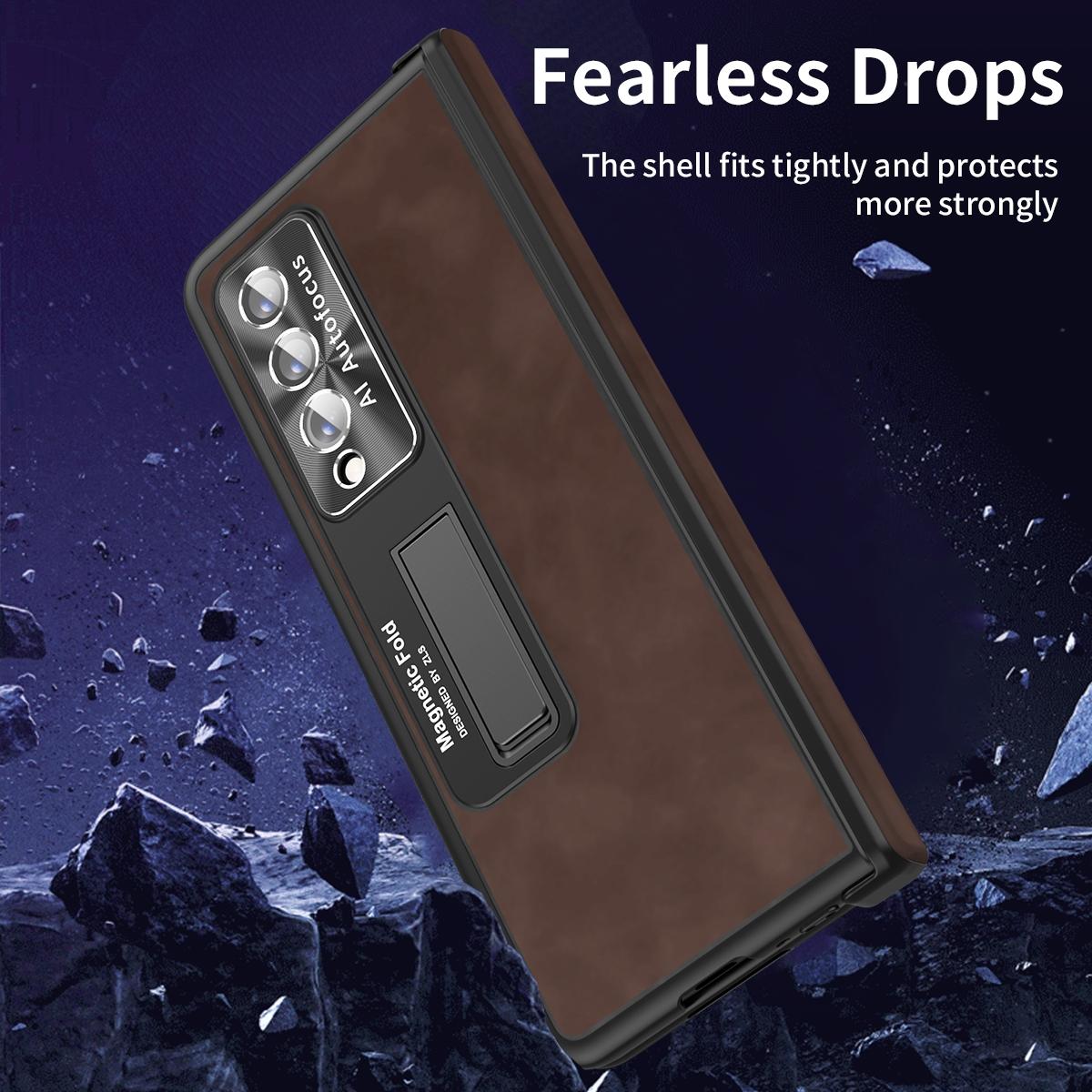 For Samsung Galaxy Z Fold4 5G Napa Texture All-In-One Phone Case - White 13