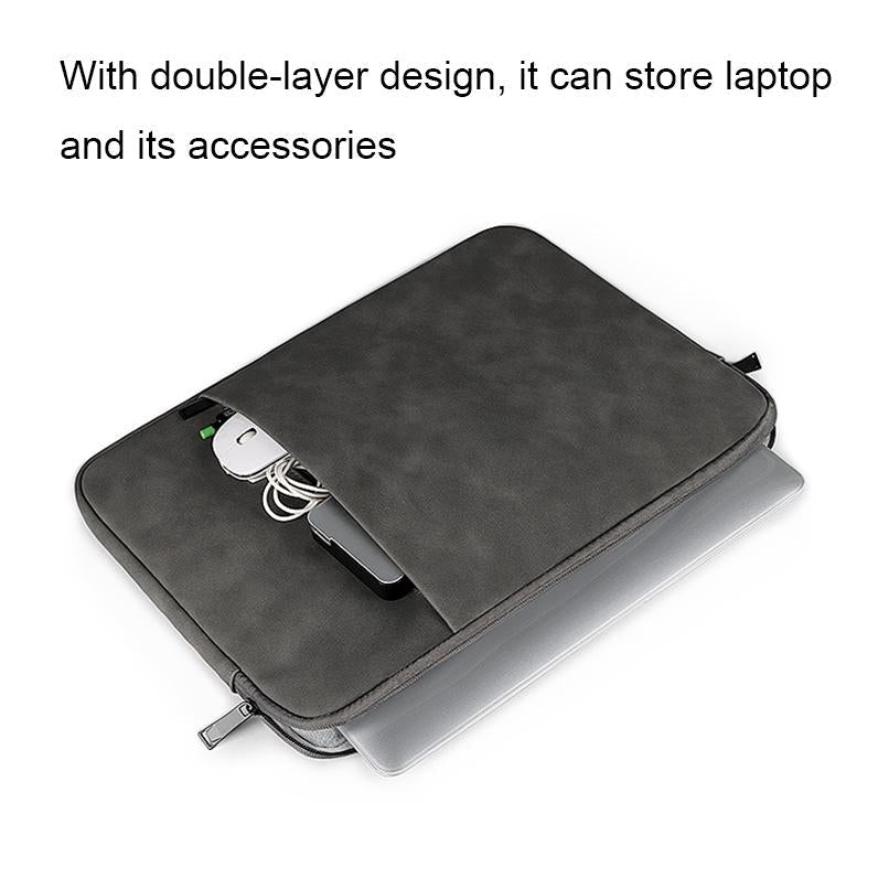 Waterproof Double Layer Laptop Liner Bag - Fits 14.1-15.4 Inches - Light Gray 4