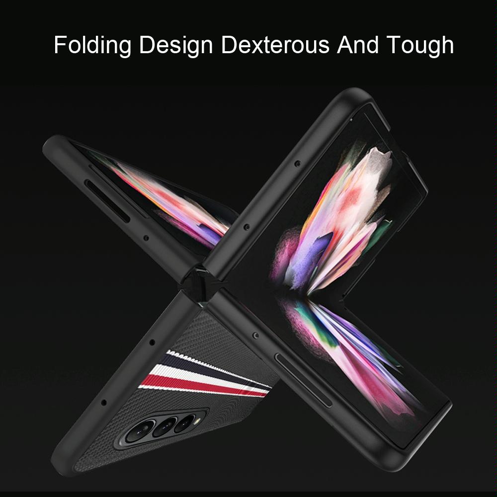 For Samsung Galaxy Z Fold4 5G Shockproof Twill Phone Case - Pc Tpu - Black 6