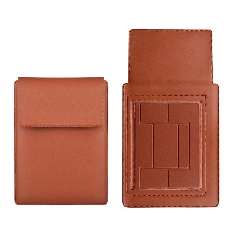 14.1 Inch Laptop Sleeve Leather Case with Small Storage Bag - Black 3
