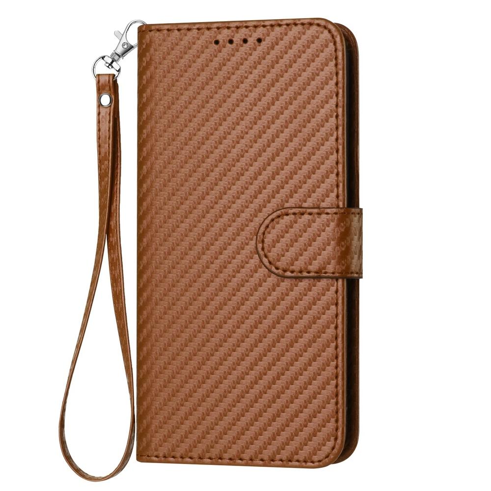 For Samsung Galaxy Z Fold4 5G Carbon Fiber Leather Phone Case With Lanyard - Red 3