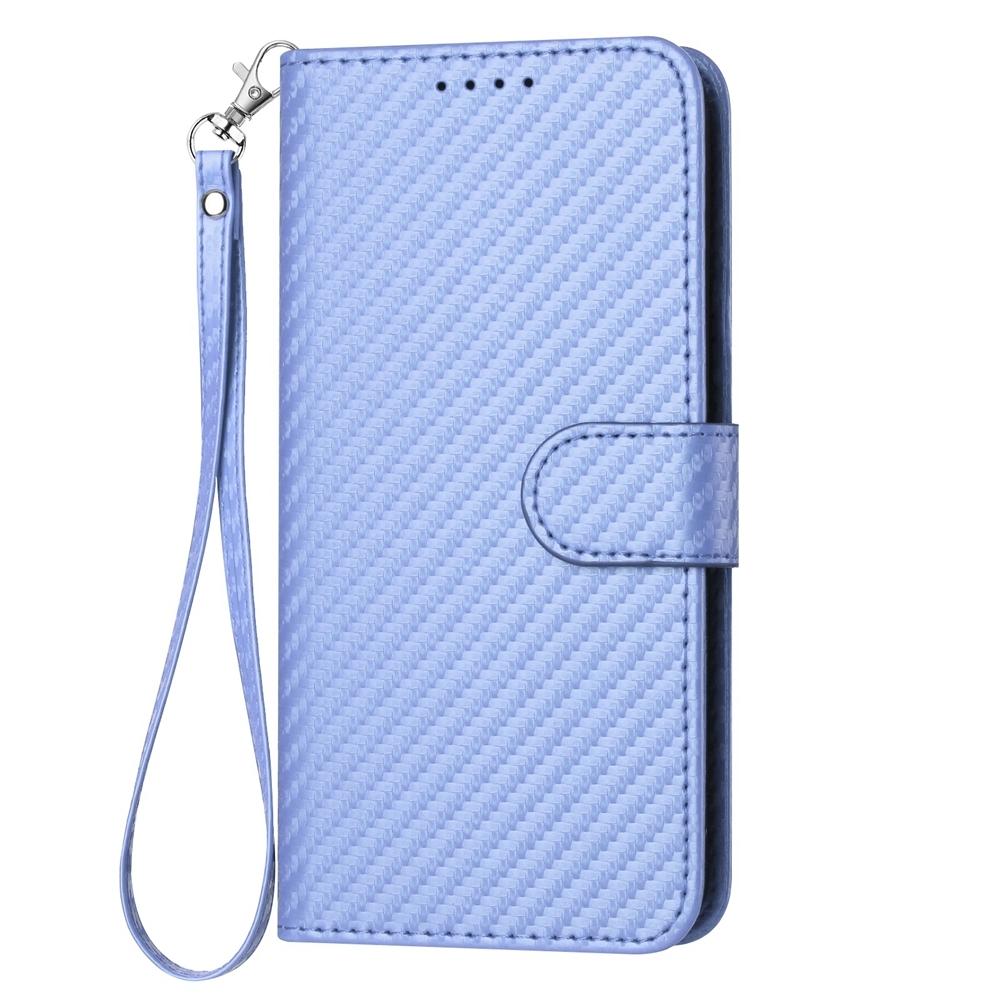For Samsung Galaxy Z Fold4 5G Carbon Fiber Leather Phone Case With Lanyard - Red 13