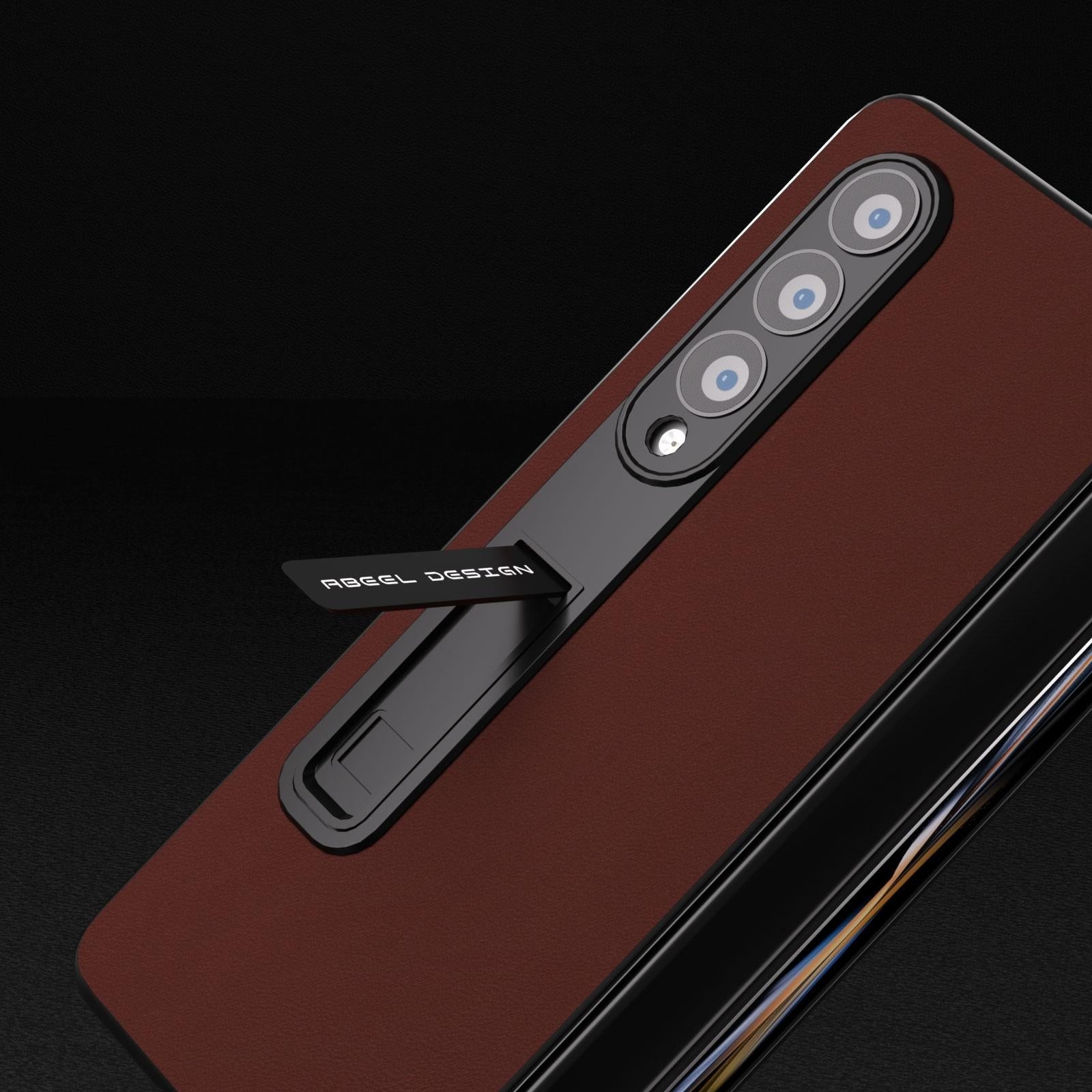 For Samsung Galaxy Z Fold4 5G Phone Case With Holder - Silky Soft Edge - Black 5