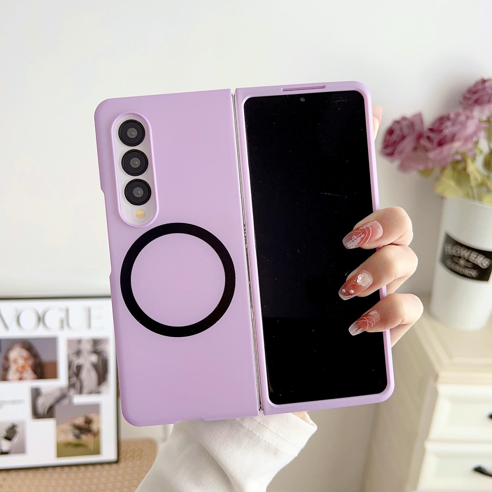 For Samsung Galaxy Z Fold4 5G Shockproof Magnetic Phone Case - Skin Protection - Black 8