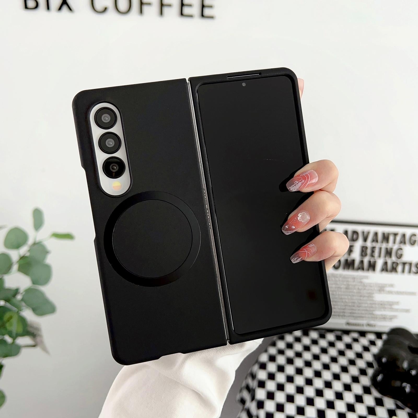 For Samsung Galaxy Z Fold4 5G Shockproof Magnetic Phone Case - Skin Protection - Black 9