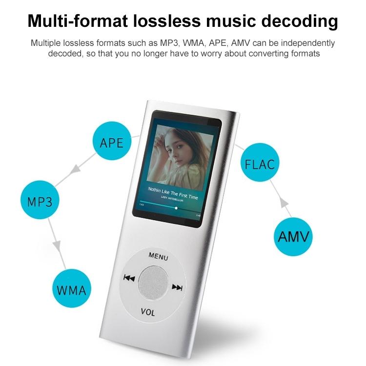 1.8 Inch Metal Mp4 Player + 16G Tf Card + Earphone + Cable - Black - With Earphone+Cable 7
