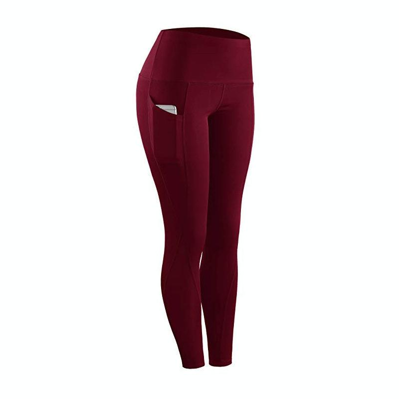 High Waist Slim Sports Leggings Women Tight Sportswear Size L - Red