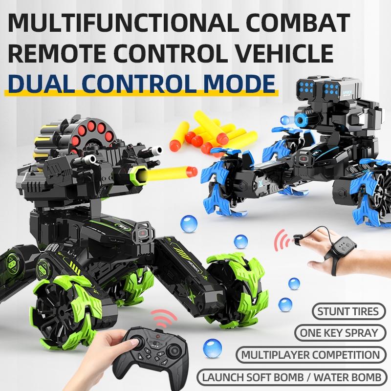 Remote Control Car - Dual Control Soft Bomb - Four-wheel Battle Blooming Tire Spray - Blue 5