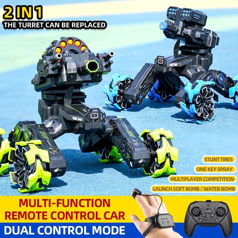 Remote Control Car - Dual Control Soft Bomb - Four-wheel Battle Blooming Tire Spray - Blue 6
