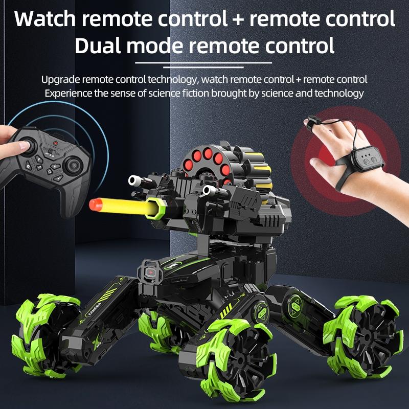 Remote Control Car - Dual Control Soft Bomb - Four-wheel Battle Blooming Tire Spray - Blue 7
