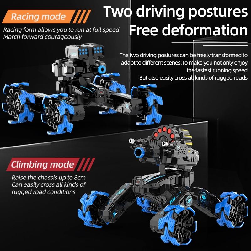 Remote Control Car - Dual Control Soft Bomb - Four-wheel Battle Blooming Tire Spray - Blue 9
