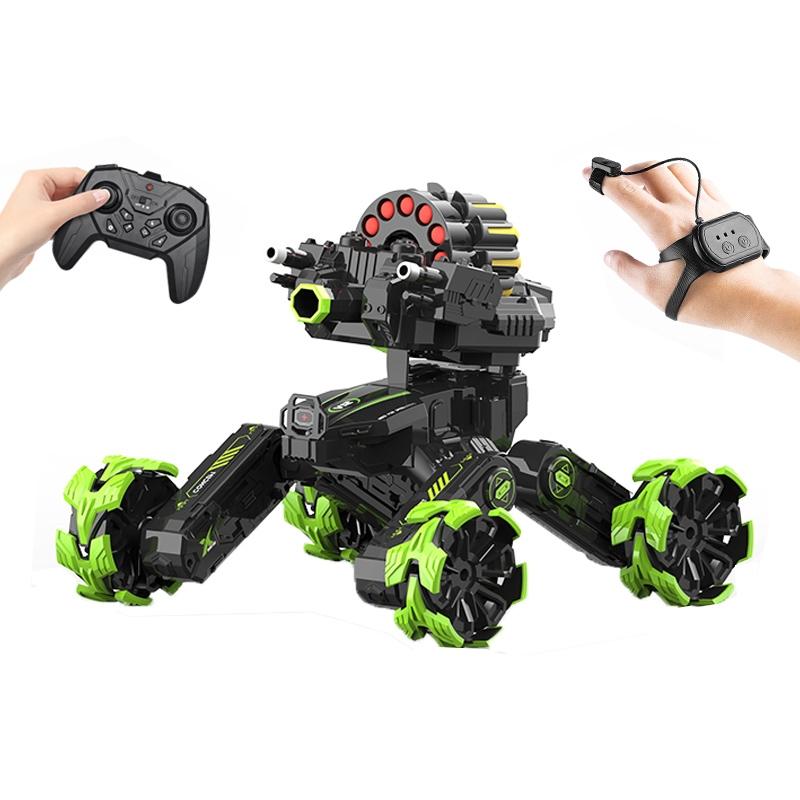 Remote Control Car - Dual Control Soft Bomb - Four-wheel Battle Blooming Tire Spray - Blue 12