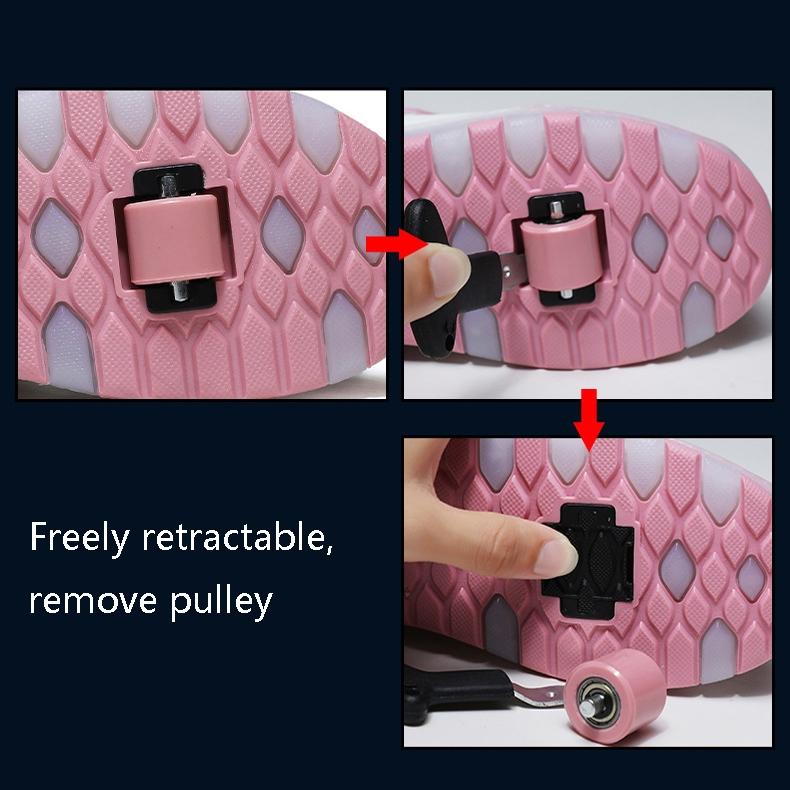 29 Rechargeable Light Wheel Skating Shoes for Kids - Two-wheeled - Pink 6