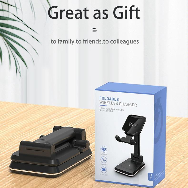 Portable 2 In 1 Wireless Charging Stand Double Charge - Black 9