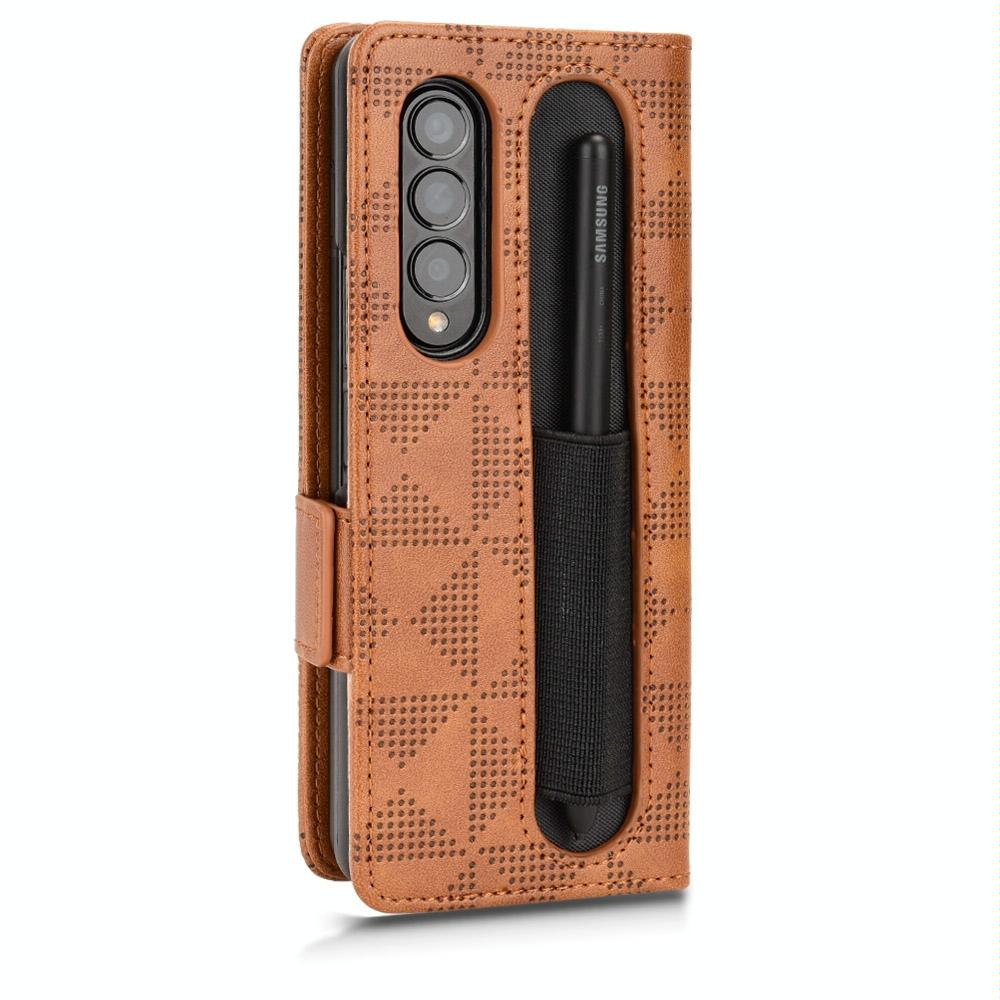 For Samsung Galaxy Z Fold4 5G Symmetrical Leather Triangle Phone Case - Black 4