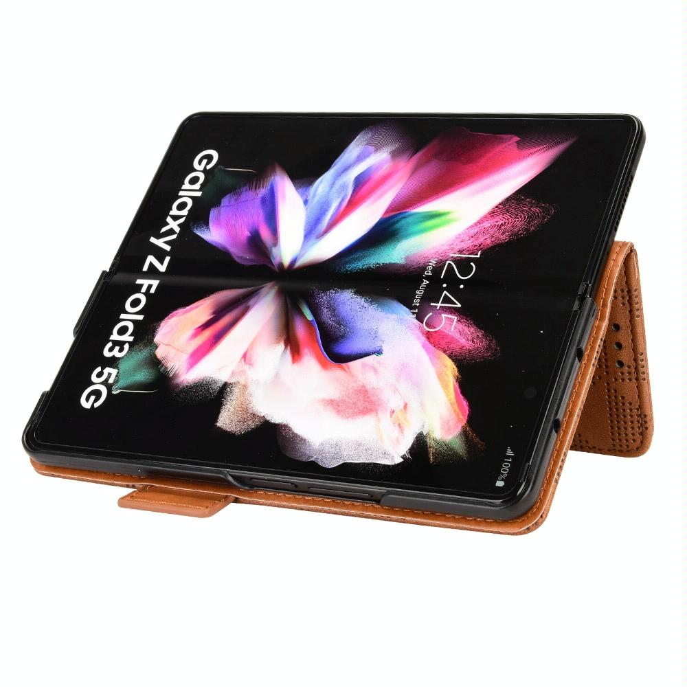 For Samsung Galaxy Z Fold4 5G Symmetrical Leather Triangle Phone Case - Black 5