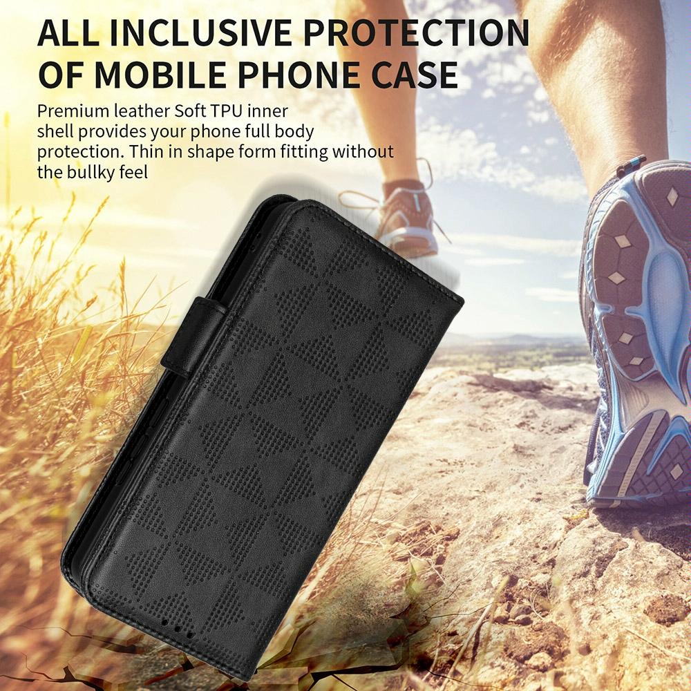 For Samsung Galaxy Z Fold4 5G Symmetrical Leather Triangle Phone Case - Black 7