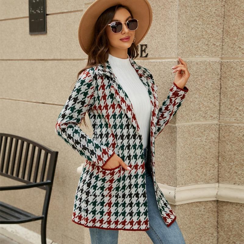 Autumn And Winter Long Sweater Collision Colour Knitted Cardigan Trench Coat - Light Grey - L 8