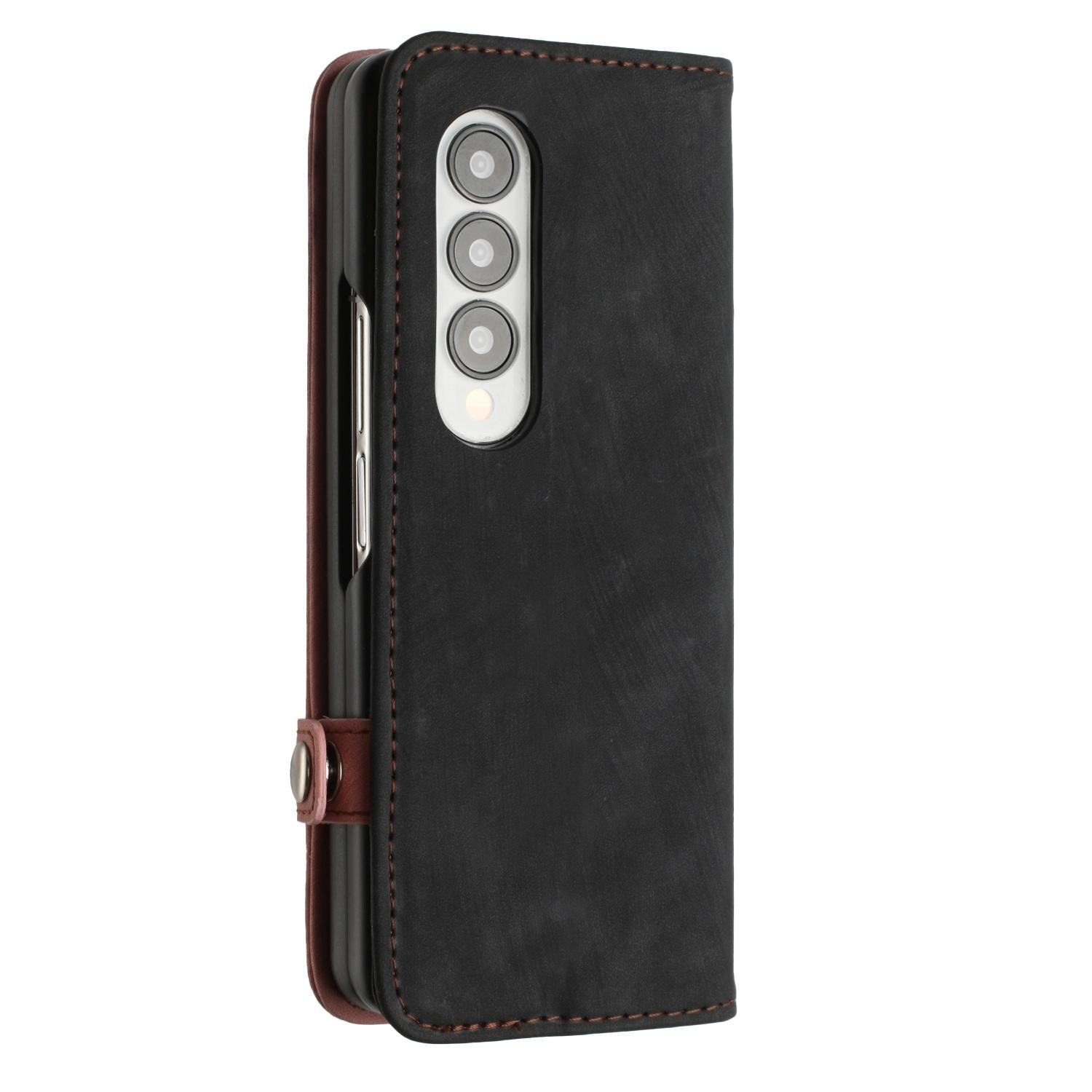 For Samsung Galaxy Z Fold4 5G Leather Phone Case With Side Buckle - Royal Blue 4