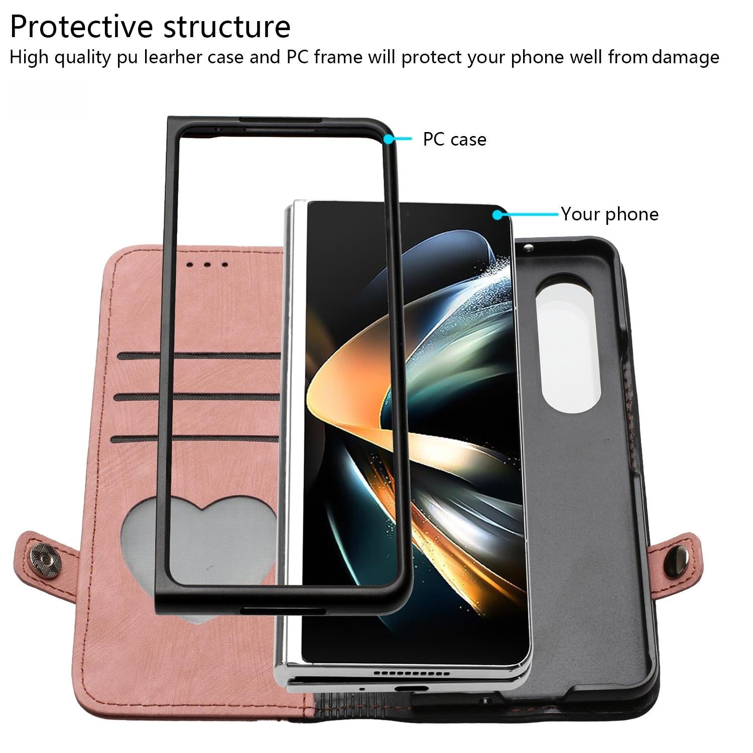 For Samsung Galaxy Z Fold4 5G Leather Phone Case With Side Buckle - Royal Blue 5
